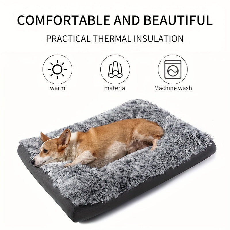 Luxury Plush Dog Bed with Non-Slip Bottom - Cushioned Interior, Easy-Clean Surface, All-Season Indoor/Outdoor Use - Soft Polyester Pet Bed for Medium, Small, Extra-Small Dogs - Modern Home Decor Elegant Gray, Pet Comfort Enhancement, Stylish Pet Accessory