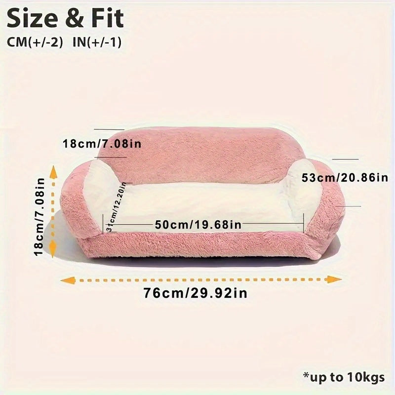 Soft Pink Pet Sofa Bed for Small Dogs & Puppies - Cozy Polyester Dog Bed with Plush Cushioning, Warm Durable Indoor Bedding for Beagles, Indoor Use, Dog Couch Bed, Stylish Pet Accessory, Comfortable Pet Place