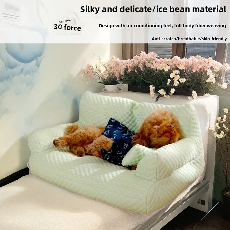 Large Green Ice Bean Fabric Sofa for Dogs & Cats - Cooling Durable Bed with Plush Polyester Fill, All-Season Cozy Sleeping for Small Medium Large Pets, Multi-Size Options for Living Room & Bedroom, Pet Comfort Bed, Playful Design, Snug Pet Furniture