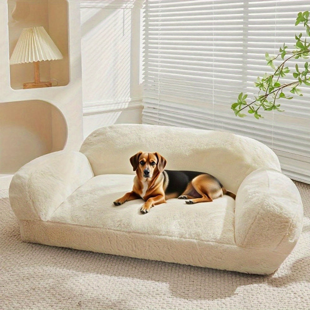 Soft Pink Pet Sofa Bed for Small Dogs & Puppies - Cozy Polyester Dog Bed with Plush Cushioning, Warm Durable Indoor Bedding for Beagles, Indoor Use, Dog Couch Bed, Stylish Pet Accessory, Comfortable Pet Place