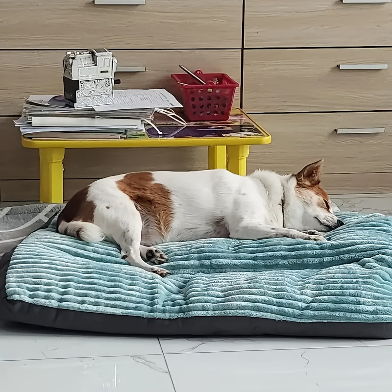 Comfort Stripe Square Pet Bed - Soft, Durable & Scratch-Resistant Dog Mat for Small to Medium Breeds - All-Season Cozy Cat Nest with Removable Polyester Fill