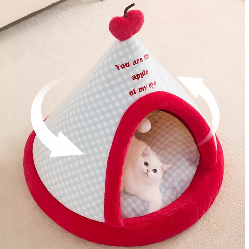 Four-Season Universal Cat Tent, House-Shaped Foldable Pet Bed with Creative Design for Small Dogs and Kittens, Teddy Dog Mat, Comfortable Breathable