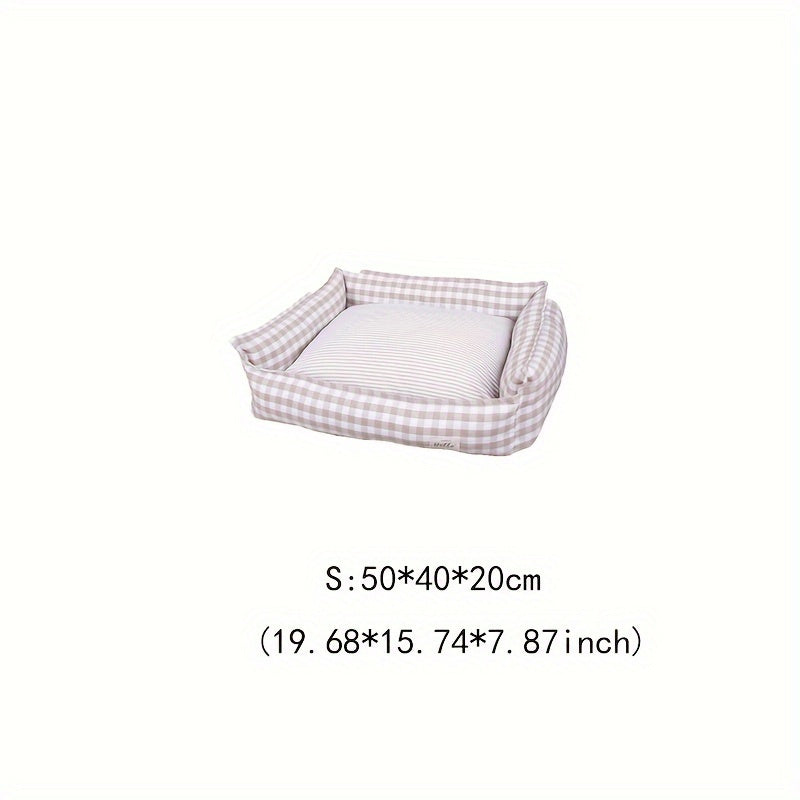 Cozy Checkered Pet Bed for Dogs & Cats - Removable Washable Polyester Nest, All-Season Indoor Comforter-Style Bedding with Vacuum Packaging for Easy Storage, Plush Cushion, Durable Construction, Home Pets
