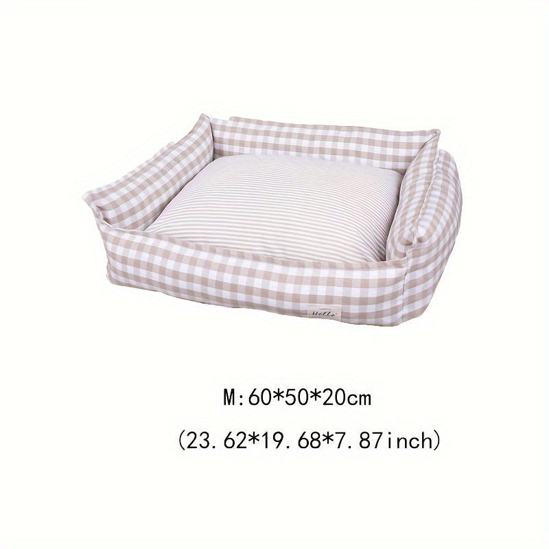 Cozy Checkered Pet Bed for Dogs & Cats - Removable Washable Polyester Nest, All-Season Indoor Comforter-Style Bedding with Vacuum Packaging for Easy Storage, Plush Cushion, Durable Construction, Home Pets