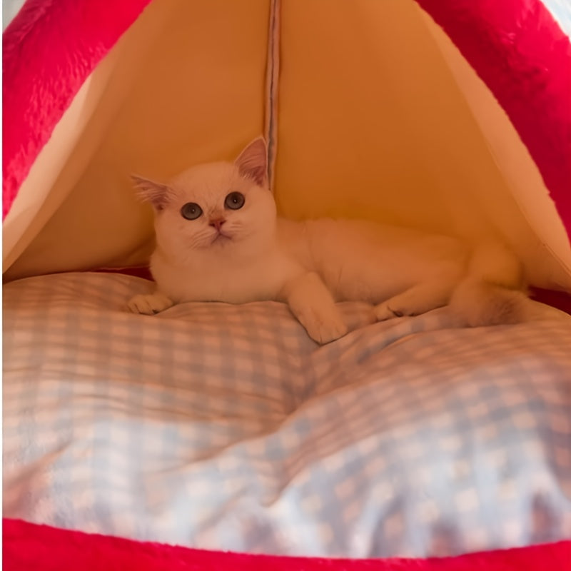 Four-Season Universal Cat Tent, House-Shaped Foldable Pet Bed with Creative Design for Small Dogs and Kittens, Teddy Dog Mat, Comfortable Breathable