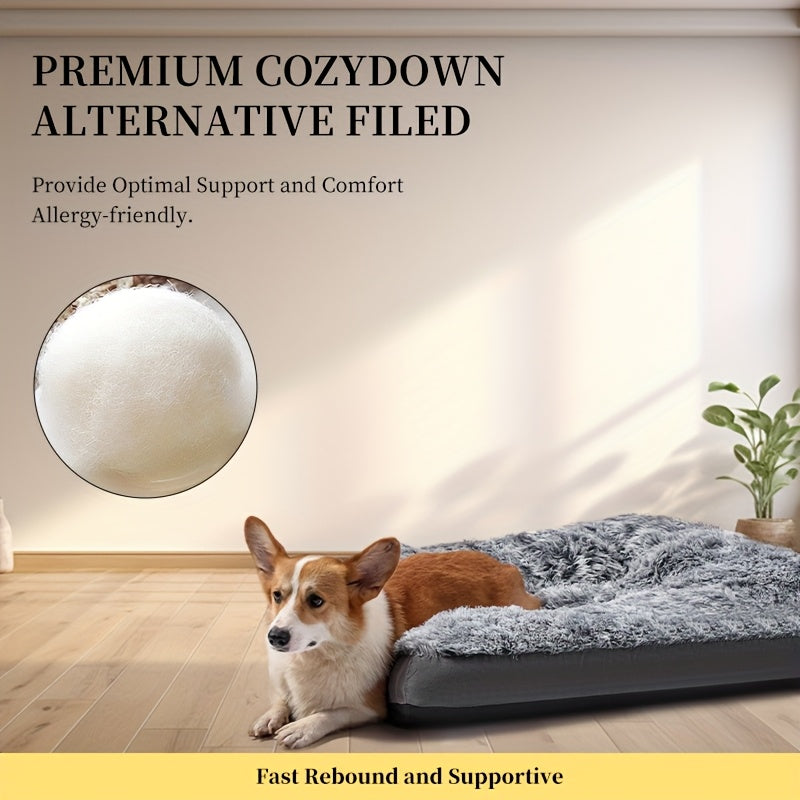 Luxury Plush Dog Bed with Non-Slip Bottom - Cushioned Interior, Easy-Clean Surface, All-Season Indoor/Outdoor Use - Soft Polyester Pet Bed for Medium, Small, Extra-Small Dogs - Modern Home Decor Elegant Gray, Pet Comfort Enhancement, Stylish Pet Accessory