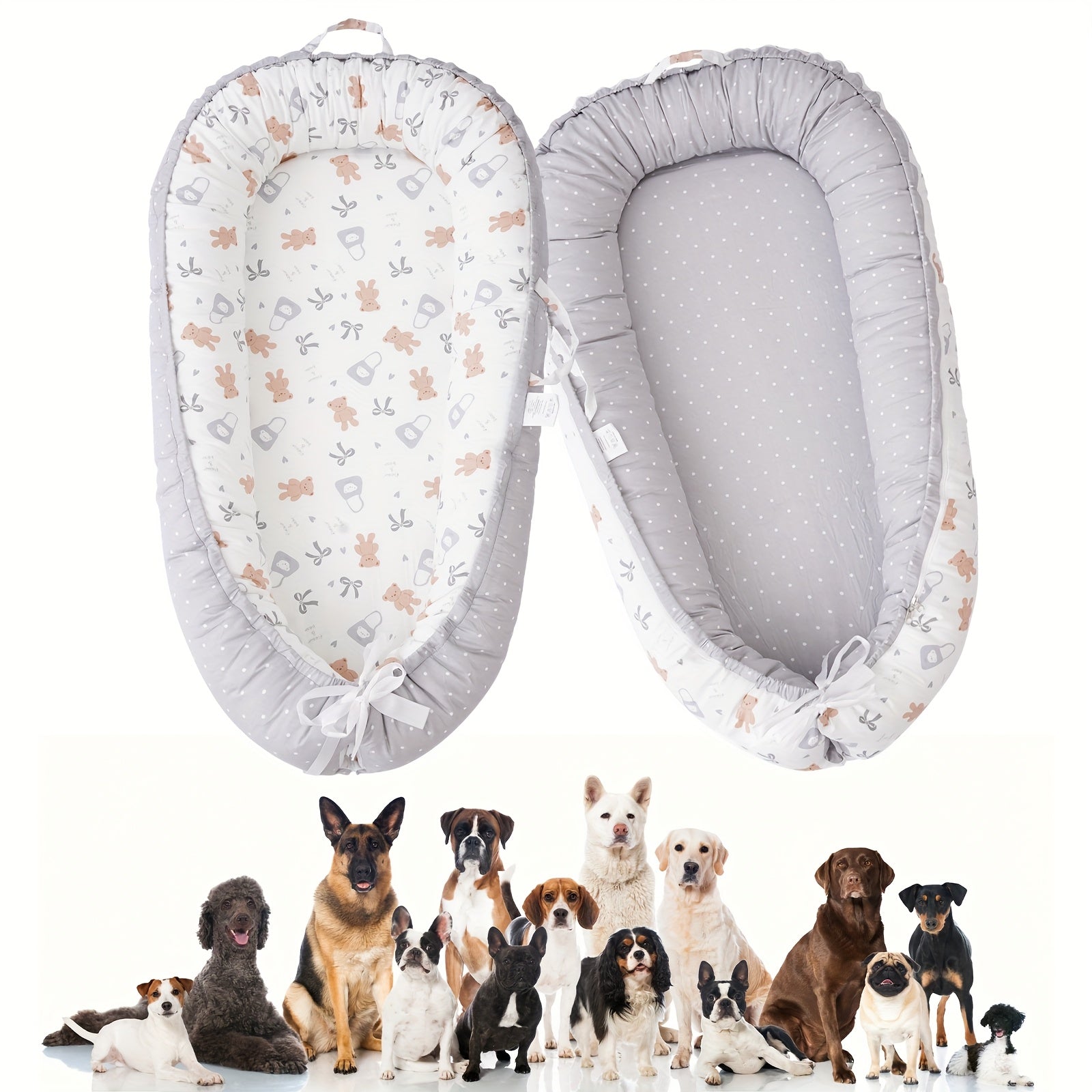 [Soft Portable Pet Bed] Soft, Lightweight & Comfortable Portable Pet Bed - Detachable & Washable, Breathable Mattress with Cute Cartoon Design, Travel-Friendly for Dogs & Cats, Home & On-the-Go Use, Petfriendly Bed, Playful Bedding, Plush Fabric