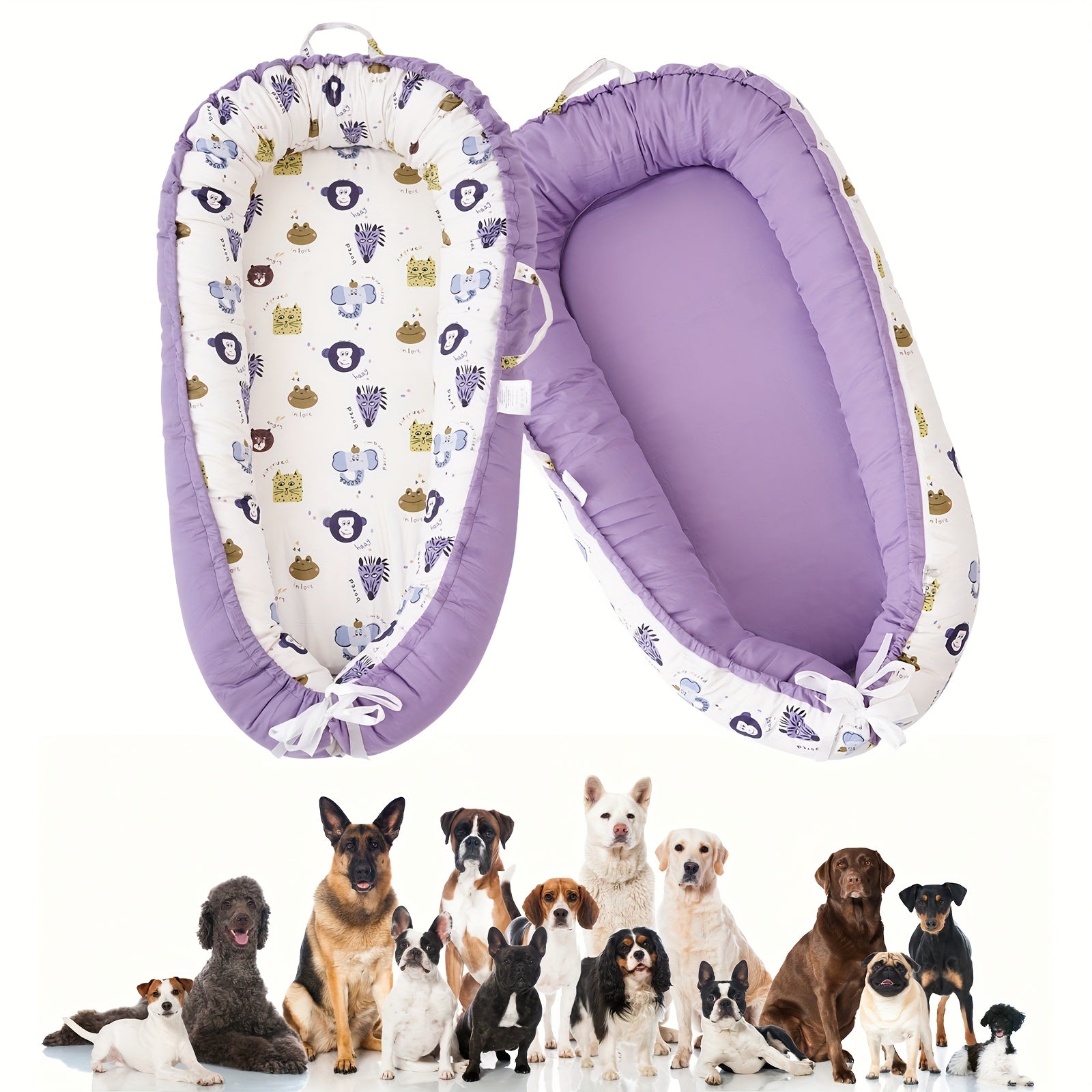 [Soft Portable Pet Bed] Soft, Lightweight & Comfortable Portable Pet Bed - Detachable & Washable, Breathable Mattress with Cute Cartoon Design, Travel-Friendly for Dogs & Cats, Home & On-the-Go Use, Petfriendly Bed, Playful Bedding, Plush Fabric