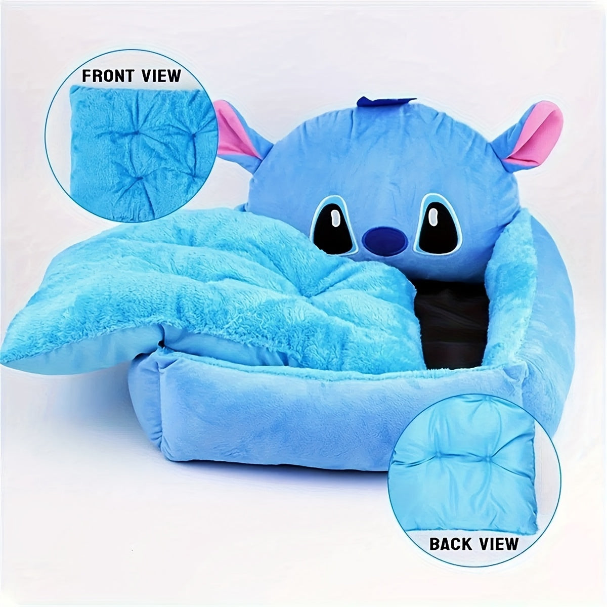 [Disney Pet Sofa] Disney Stitch All-Season Pet Sofa | Fluffy Dog Bed for Puppy & Kitten, Non-Slip Bottom, Removable Washable Cover, Supportive Cartoon Design Dog & Cat Bed, Cute Pet Home Gift for Dog Lovers, Small Dog Bed, Playful Design, Polyester Fabric