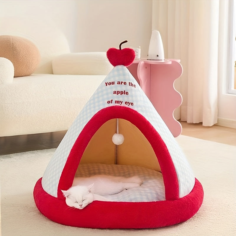 Four-Season Universal Cat Tent, House-Shaped Foldable Pet Bed with Creative Design for Small Dogs and Kittens, Teddy Dog Mat, Comfortable Breathable