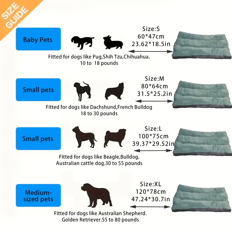 Comfort Stripe Square Pet Bed - Soft, Durable & Scratch-Resistant Dog Mat for Small to Medium Breeds - All-Season Cozy Cat Nest with Removable Polyester Fill