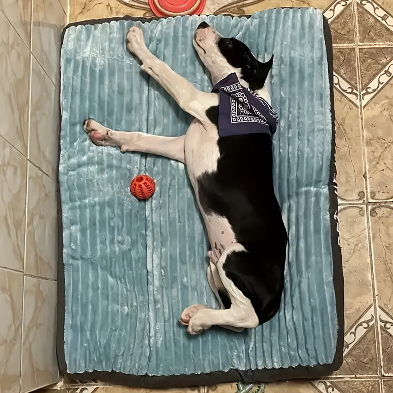 Comfort Stripe Square Pet Bed - Soft, Durable & Scratch-Resistant Dog Mat for Small to Medium Breeds - All-Season Cozy Cat Nest with Removable Polyester Fill