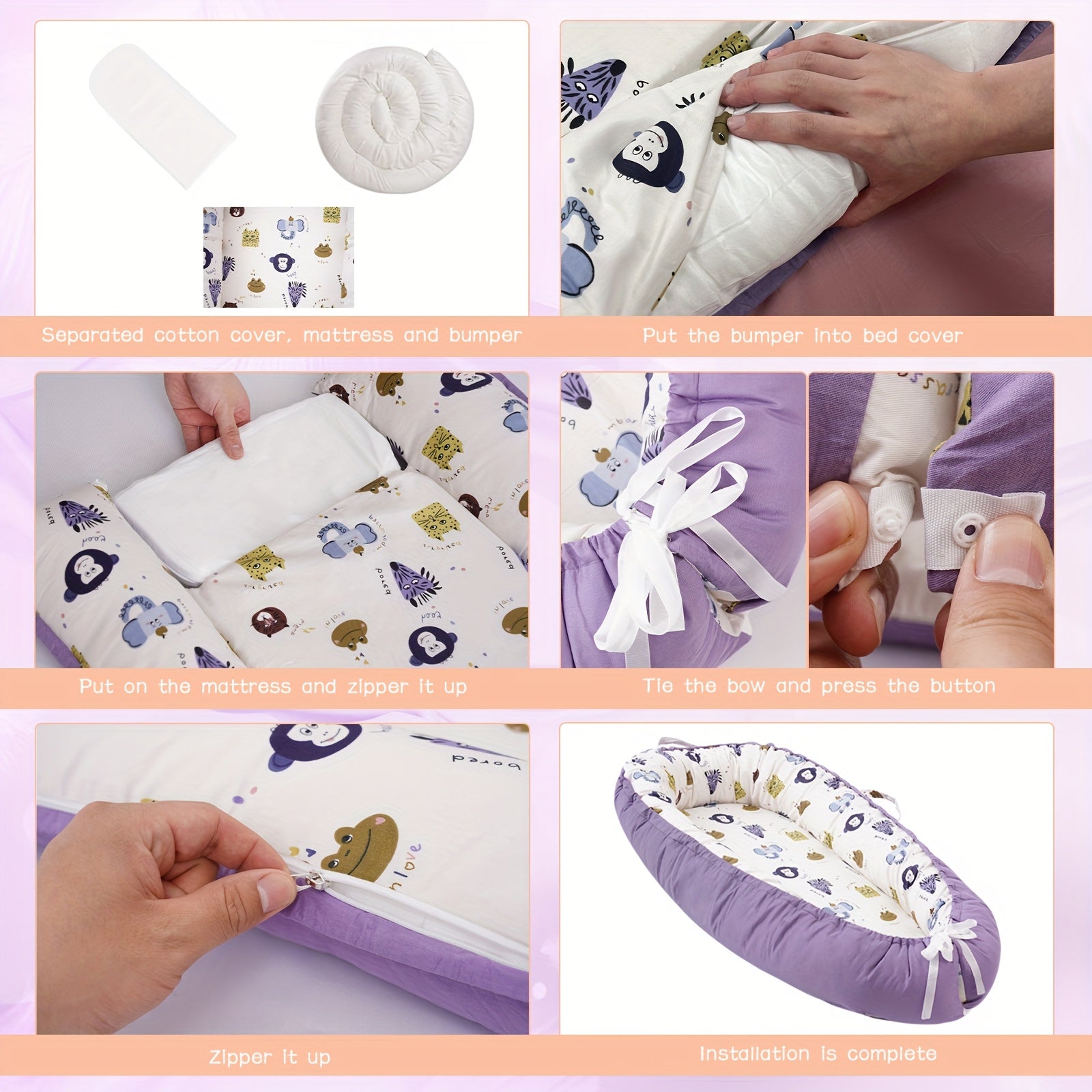 [Soft Portable Pet Bed] Soft, Lightweight & Comfortable Portable Pet Bed - Detachable & Washable, Breathable Mattress with Cute Cartoon Design, Travel-Friendly for Dogs & Cats, Home & On-the-Go Use, Petfriendly Bed, Playful Bedding, Plush Fabric